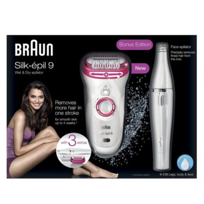 Braun Silk-Epil 9 9-538 Wet & Dry Epilator With 3 Extras